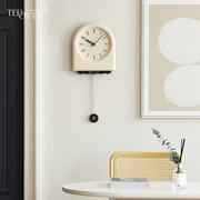 TEBOYTY免打孔法式奶油风钟表挂钟客厅现代简约大气装饰时钟挂墙