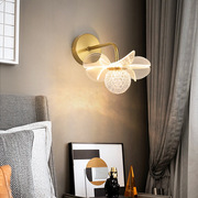 法式床头灯现代简约卧室创意亚克力，壁灯室内欧式客，电视墙背景壁灯