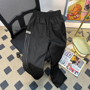织带条纹卫裤男夏季重磅，美式hiphop运动裤子潮牌美式高街休闲长裤