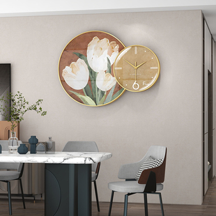餐厅装饰画挂钟组合时尚，表创意钟表简约现代客厅2022网红时钟挂墙