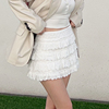 LADYFF白色蕾丝半身裙女夏季2023A字裙裤薄款裙子荷叶边蛋糕短裙
