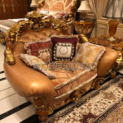 欧式豪华全实木雕刻沙发意大利客厅真皮沙发组合高端别墅家具定制