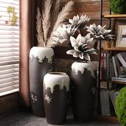 复古陶瓷落地花瓶客厅插花摆件现代简约欧式假花花，插家居大号花盆