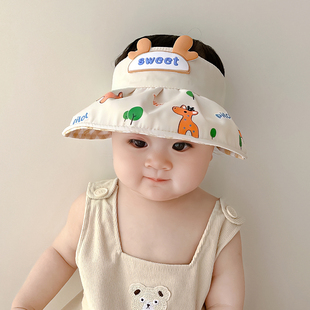 婴幼儿帽子夏季遮阳空顶帽宝宝，超萌透气薄款防晒男女童沙滩太阳帽