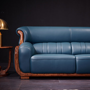欧式乌金木头层牛皮L形转角沙发组合 小户型客厅北欧真皮实木沙发