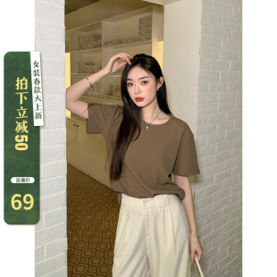 烈儿lierkiss冰丝条纹t210g井田，条纹简约宽松t恤短袖31txk001
