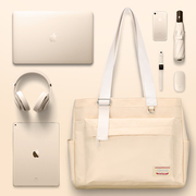 好看防震防摔苹果电脑包14寸女生单肩手提笔记本适用MacBookPro13联想小新air15点6寸华为16小众设计帆布包