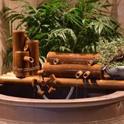 竹子流水器陶瓷鱼缸鱼盆，过滤器风水轮，车招财摆件石槽喷泉加湿增氧