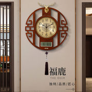 中式客厅万年历挂钟创意中国风钟表挂墙时钟壁挂黄铜装饰石英