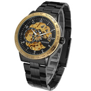 男式钢带手表全自动机械手8085镂空透底时尚圆形金属国产腕表