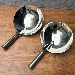 不锈钢水勺加厚老式厨房家用大号，水瓢食堂汤勺连柄一体圆底水舀子