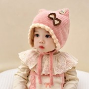 女宝宝帽子秋冬季公主可爱女童护耳帽冬天针织加厚保暖婴儿毛线帽