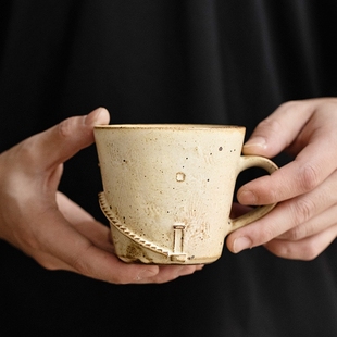 同合日本进口台阶马克杯创意，复古日式手作童话灯塔咖啡杯耐热茶杯