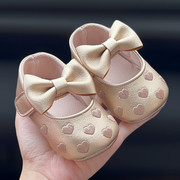春秋季女童单鞋宝宝鞋子不掉跟0-1岁婴儿学步鞋软底防滑公主6个月