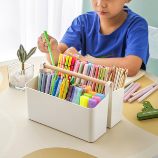 马克笔收纳盒大容量笔筒书，桌面儿童画笔水彩笔，铅笔文具桶笔架学生