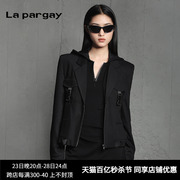 纳帕佳个性机能长袖西装，外套2024春季女式黑色简洁设计感上衣