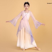 。江南舞蹈演出服儿童古典舞少女春三月桃花笑纱裙胭脂妆中国风飘