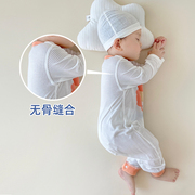 婴儿连体衣莫代尔睡衣春夏薄款宝宝长袖哈衣夏季空调服男女童爬服