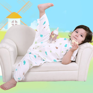 小儿郎婴儿纱布睡袋分腿春夏，儿童空调防踢被宝宝睡袋夏季薄款