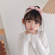 韩婴幼儿宝宝头饰女童蝴蝶结，吸汗发带儿童针织弹力，棉条纹柔软头带