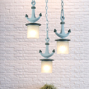 北欧丹麦客厅三头吊灯，个性创意橱窗餐厅展厅，吧台地中海风船锚灯