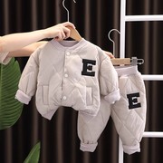 婴儿冬装棉衣套装加厚男0-1岁半2两件套衣服秋冬季外出服宝宝棉袄