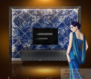 欧式微晶石电视背景墙砖，800x800蓝色瓷砖，室内墙砖地板砖家装主材
