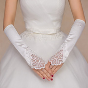 新娘手套长款无指小花缝珠手袖婚纱礼服，红色白色婚庆手套