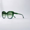 猫眼港风复古大渐变色框太阳眼镜UV400防紫外线祖母绿色配近视镜