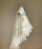 复古婚礼简约荷叶边超仙森系新娘短头纱影楼拍照造型褶皱头饰