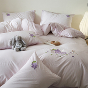 漂亮的小紫全棉水洗棉四件套可爱葡萄格子被套纯棉亲肤1.8/1.5m床