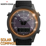 跨境男户外运动防水智能手表，光能太阳能充电数显指针指南针watch