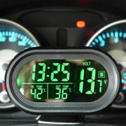 时钟车用车载温度计电子汽车表夜光内外电压钟数字检测双带钟表显