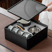 日式旅行功夫茶具一套装，便携式带茶盘户外泡茶一壶四杯陶瓷办公室