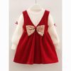 A女童连衣裙套装小女孩韩版红色礼服女童洋气蝴蝶结公主裙两件套