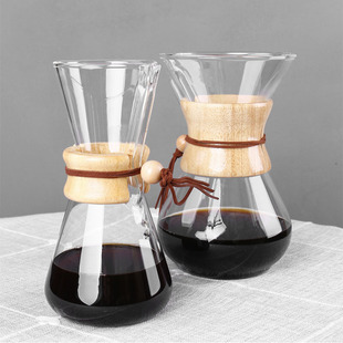 木柄咖啡壶家用滴滤咖啡壶不锈钢滤网手冲壶免滤纸玻璃分享壶
