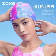 洲克中国系列舒适防水护耳硅胶泳帽，不勒头长发硅胶泳帽