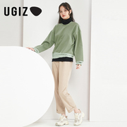UGIZ秋冬季韩版女装甜美拼接荷花袖卫衣短款上衣女UDTC899-Y