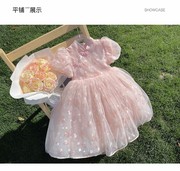 女童连衣裙2023夏季儿童，中式蓬蓬公主裙女宝宝，网纱长裙子纱裙