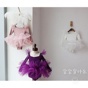 宝宝穿什么韩国进口女童儿童芭蕾舞裙纱裙，连衣裙演出服练功长袖