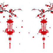 春节新年春联中国结装饰玻璃门，贴纸墙贴画，布置剪纸窗花中国风窗贴