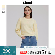 eland衣恋针织衫女小香风圆领，套头衫年春短款宽松薄毛衣