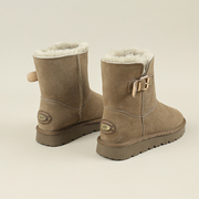 冬季雪地靴女2022牛皮羊毛皮毛一体加绒中筒靴子防滑保暖女靴