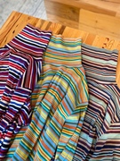 日本订单秋冬日系堆堆高领，宽松款彩色条纹，打底女士t恤衫长袖