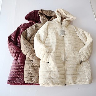 冬季女中长款长袖棉服，外套连帽拉链宽松双面穿仿獭兔毛棉衣x14
