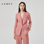 lancy朗姿春季粉色修身西装外套通勤高级感休闲西服套装女