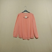外贸原单甜美日系vintage纯色圆领雪纺衬衫女长袖小众设计感上衣