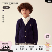 TeenieWeenie Kids小熊童装男童23年款秋季麻花纹针织毛衣开衫