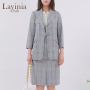 Lavinia 春夏复古千鸟格西装外套女英伦风通勤小西服J13W02X