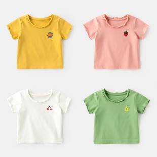 女宝宝短袖t恤0男小童上衣婴，儿童装1纯棉2女童，半袖3岁夏季夏装潮
